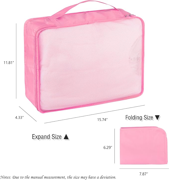 Packing Cubes Set, 2 Pcs Packing Organizers Set for Suitcases (Pink) - Image 3