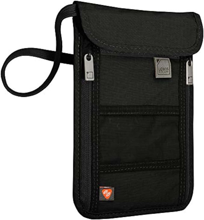 Lewis N. Clark RFID Blocking Stash Neck Wallet, Travel Pouch + Passport Holder for Women & Men, Black by LewisNClark
