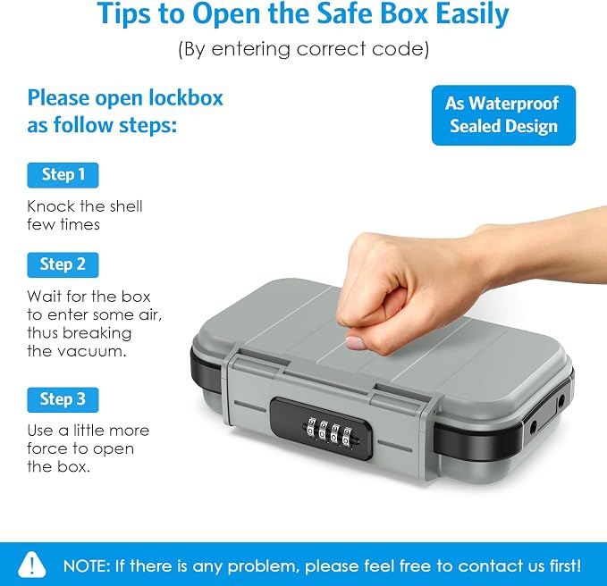 AMIR Portable Safe Box, Combination Security Case LockBox with Code, Waterproof Anti-Theft Mini Travel Safe Box with Removable Chain, Security Box for Home,Office, Grey - Image 8