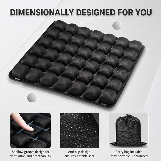 Inflatable Seat Cushion with Press-to-Inflate Design, Airplane Seat Cushion for Long Flights, Travel Cushion for Sciatica Pain Relief, Portable Cushion for Car, Office & Airplane - Image 3