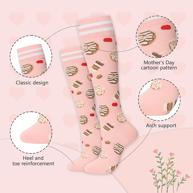 fenglaoda Compression Socks Women Men 6 Pairs, Knee High Best Support Circulation Socks for Running, Travel, Flight, Nurse - Image 3