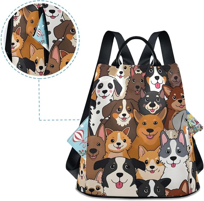 ALAZA Cute Dog Prints Puppy Animal Backpack Purse for Women Anti Theft Fashion Back Pack Shoulder Bag - Image 4