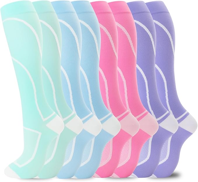 hello momoya Compression Socks for Women Men Circulation Knee High 8 Pairs for Nurses, Running, Travel, Athletic by HELLOMOMOYA
