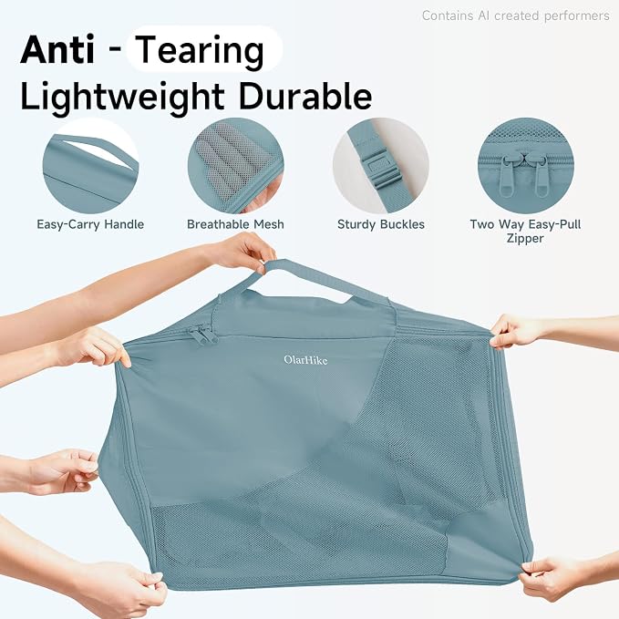 9 Set Packing Cubes for Travel, Gifts for Women Mom,Anti-Tearing Suitcase Organizer,OlarHike Vacation Essentials & Accessories for Cruise Ship - Image 4