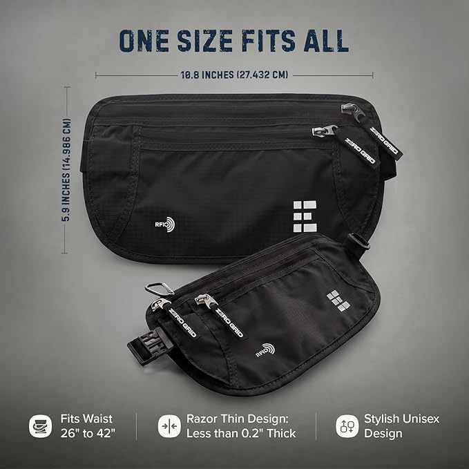 Money Belt for Secure Travel - RFID Blocking Slim Passport Holder - Hidden Waist Pouch for Cash, Credit Cards, Documents - Concealable Under Clothes, Water-Resistant Slim Fanny Pack for Men and Women - Image 4