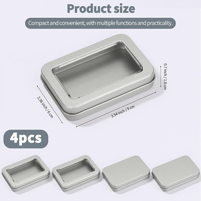 HAOGUAGUA 4 Pcs Travel Containers - Qtip Travel Case and Floss Pick Holder Box, Portable Cotton Swab Organizer Dispenser with Dustproof Lid for Hair Ties Cotton Pad jewelry Small Items (Silver) - Image 2