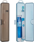 oruola 2 Pack Tooth Brush Travel Case, Toothbrush Case For Traveling | 7.9 x 1.8 x 1.1 In, Portable, Plastic, Toothbrushes Travels Holder, with Secure Seal, Gray & Blue by Unknown