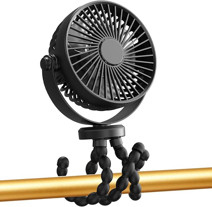snawowo Mini Handheld Personal Portable Fan, Baby Stroller Fan | Car Seat USB or Battery Powered, with Flexible Tripod Clip on Student Bed Desk Bike Crib Treadmill Camping Traveling by snawowo