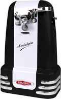 Nostalgia Retro Electric Can Opener for Kitchen with Magnetic Lid Remover, Knife Sharpener, and Soda or Beer Bottle Opener, Black by Nostalgia
