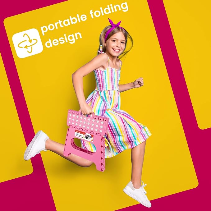 12 Pack 11 Inch Folding Step Stool, Sturdy Plastic Foldable Step Stool for Kids & Adults, Non Slip Lightweight Collapsible Foot Stools Holds 300 lbs, Ideal for Kitchen, Bathroom, Outdoor, Pink - Image 7