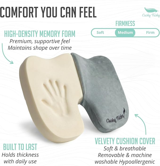 Premium Slim Foldable Travel Seat Cushion - for Relief of Lower Back, Sciatic, Butt and Tailbone Pain - for Home & Office Use, Perfect for Travel or Driving - Slim Coccyx Seat Cushion - Image 4