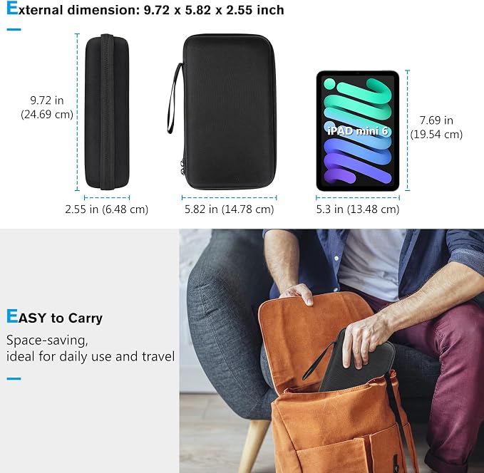 ProCase Large Hard Travel Electronic Organizer Case for MacBook Power Adapter Chargers Cables Tech Organizer Hard Drive USB Flash Disk SD Card Portable Electronics Accessories Bag -Black - Image 2