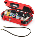 LOFICOPER Travel Safe Lock Box, Waterproof Beach Lock Box, Anti-Theft Personal Security Case with 4 Digit Resetable Code, Removable Chain, Portable Safe for Travel, Home, Office, Keys, Cash, Red by LOFICOPER