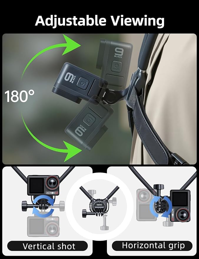 Llano Neck Mount with Chest Strap for Action Camera with 1/4" Adapter | Necklace Mount for DJI Osmo Pocket 4/3 Nano Action 6/5/4/3, GoPro Hero 13/12/11/10/9/MAX, Insta 360 X5/X4/Ace Pro 2 - Image 3