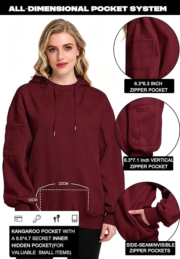 Unisex Travel Hoodie with Eyemask Fleece Sweatshirt Fall Winter | Airplane Hoodie with Multi Pockets & Eye mask Womens Sweatshirts Comfort Pullover Fleece Sweaters Fashion Tops for Couples - Image 3
