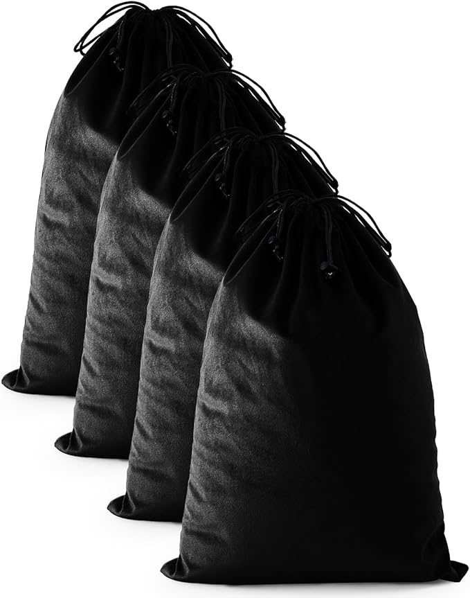 4 Pcs Shoe Bags for Travel, Dust Velvet Bags, Black Beauty, 17.3x12.6 Inch | Washable & Reusable Travel Shoe Bags, Dustproof Shoe Bags with Drawstring Closure, Suitable for Travel, Home Storage by WelcometoFantasyLife