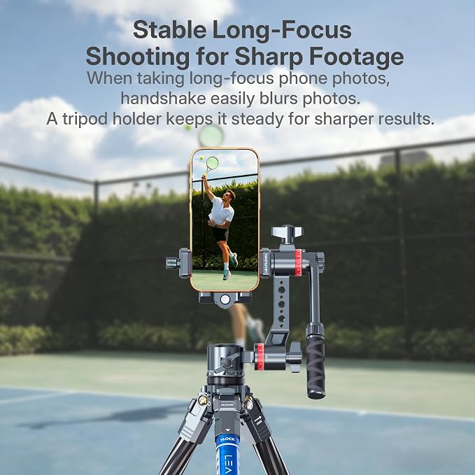 360°Rotating Tripod Phone Holder for Recording, Phone Tripod Mount with Fluid Design suitable for Video Live Streaming Vlogging Rig , Aluminum Phone Mount Compatible with iPhone 17/16/15/14 Pro - Image 3