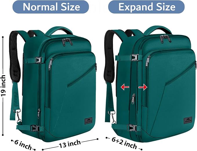 MATEIN Travel Backpack for Men Women, 35L Carry on Backpack for Airplanes | Personal Item, Simple Daypack with Trolley Sleeve, Adjustable Shoulder Strap, Gifts for International Travelers, Peacock Blue - Image 5