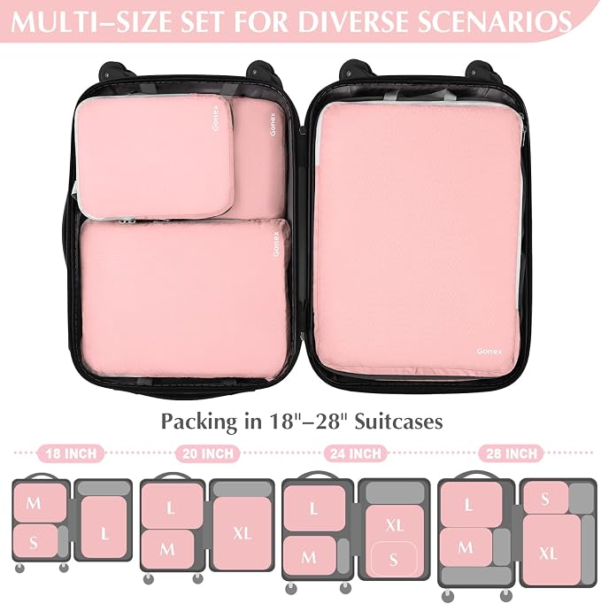 Gonex Compression Packing Cubes, 4-Piece Expandable Travel Organizers | Double-Zip Compression, Space-Saving Design, Ripstop Fabric, Carry-On & Backpack Friendly, Family & Business Travel - Image 5