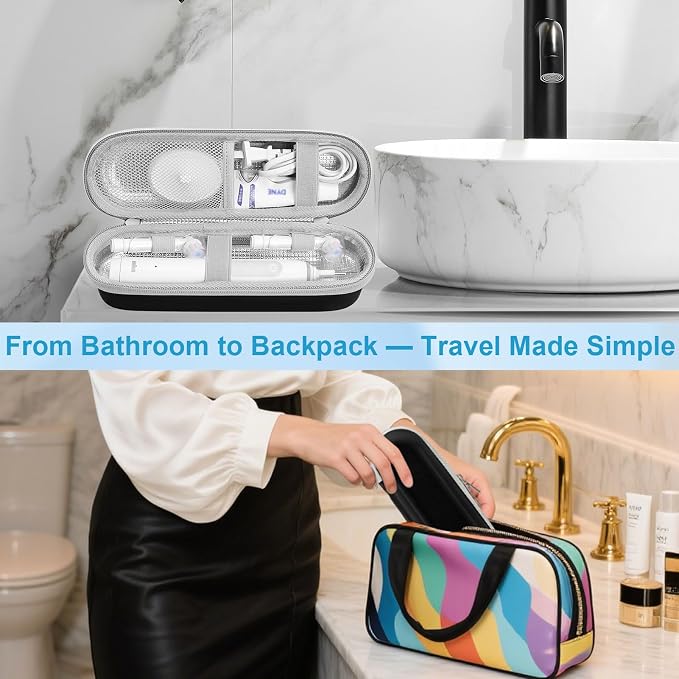 ICIMBI Electric Toothbrush Travel Case for Oral B/Oral-B Pro 1000 1500 5000 7000 Electric Toothbrush,Hard EVA Protective Toothbrush Holder, Includes 2 Brush Head Caps, Compact & Water-Resistant - Image 6