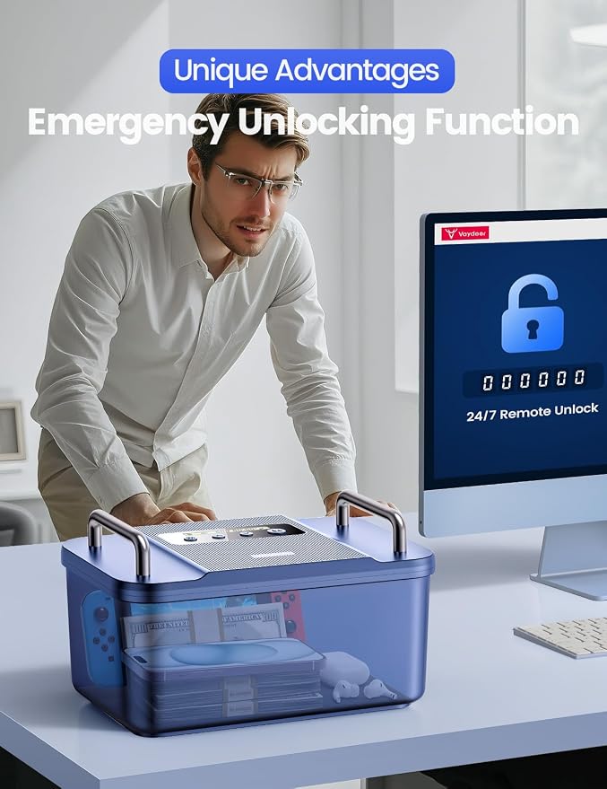 Vaydeer Metal Timed Lock Box with Handles, Phone Lock Box with Timer | Safe Metal Lock Box with 365-Day Secure Locking, USB-C Charge and Child Lock for Focus, Digital Detox and Self-Control - Image 6