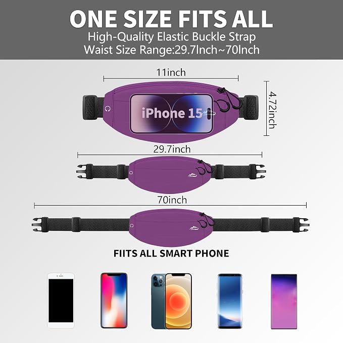 Running Fanny Pack Whole Bag Reflective, Running belt for Women &Men,Sweatproof Phone Holder Workout, Running Waist Pack (purple) - Image 2