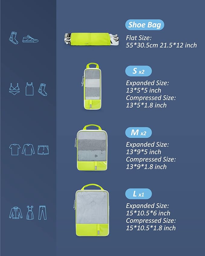 BAGSMART Compression Packing Cubes for Travel Essentials | 14 Set /6 Set /4 Set/2 Set, Lightweight, Durable - Image 2