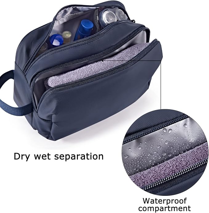 BAGSMART Toiletry Bag for Men, Travel Toiletry Organizer Dopp Kit Water-resistant Shaving Bag for Toiletries Accessories, Door Room Essentials,Navy Blue-basic - Image 3