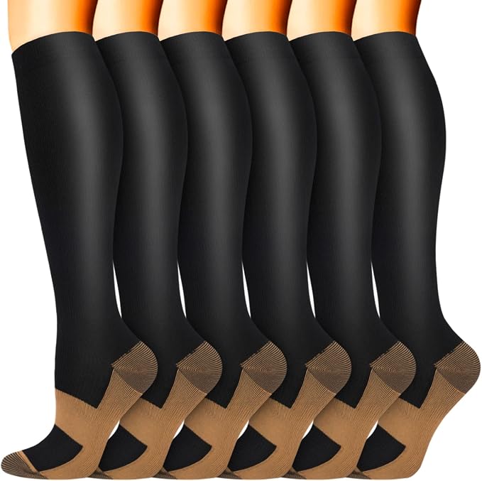 Sooverki Compression Socks for Women & Men 6 Pairs is Best Supportive Knee High Stockings for Circulation, Travel, Nurses by Sooverki