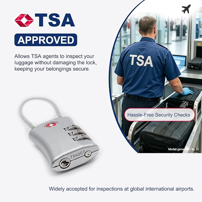 Suitcase Locks TSA Approved, Small Padlock Combination, TSA Locks for Luggage, Combo Travel Padlock with Code for Backpack, Gym Locker, Ammo Can, Gun Case, Bag Zipper, Box (Black+Silver) - Image 3