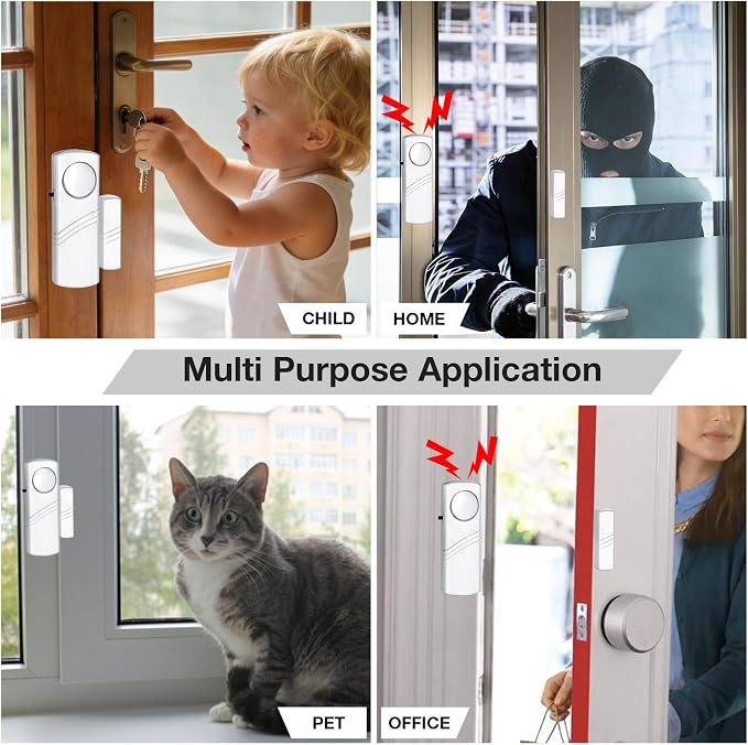 Door Window Alarm, 90dB Wireless Sensor Door Window Burglar Alarm for Home Security, Kids Safety and Office, Garage, Apartment, House, Easy Installation - Image 2