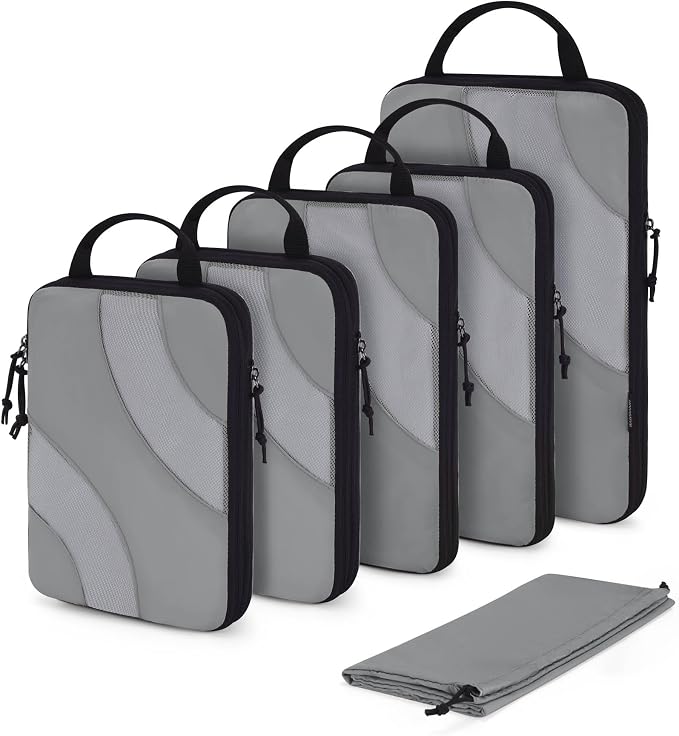 BAGSMART Compression Packing Cubes for Travel | Lightweight suitcase organizers bag set, space-saving double zipper expansion for carry-on luggage & travel organization by BAGSMART