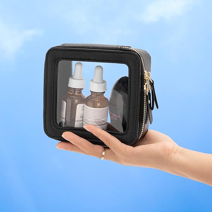 Aveniee Clear Makeup Bag Small, Mini Travel Toiletry Bag Cosmetic Bags TSA Approved, Clear Makeup Case Pouch with Zipper, Car Organizer Essentials for Women Men,Black - Image 6