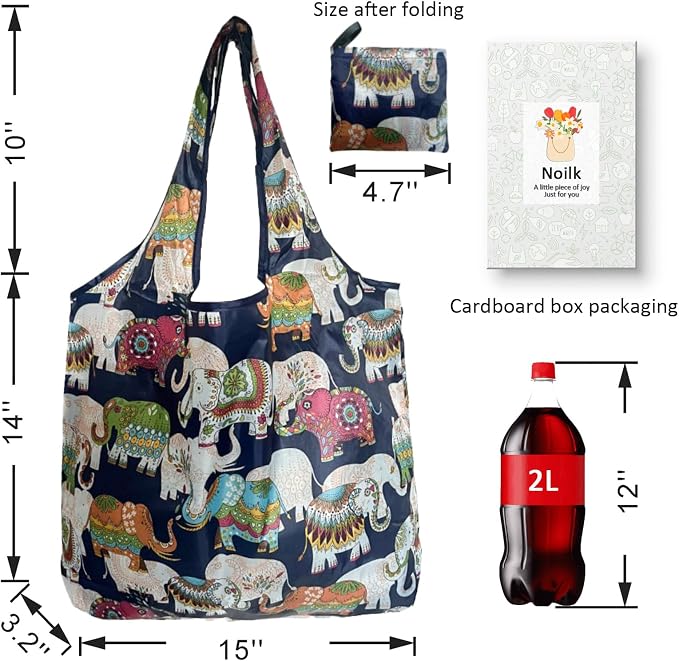 Reusable Grocery bags, 4 Pack - Lightweight And Compact, Grocery Totes Animal Printed, Machine Washable And Durable, Ideal For Groceries, Travel, And Daily Use - Image 3