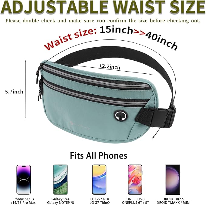 Slim Running Belt for Women Men Runners Fanny Packs With Phone Holder Hidden Pockets Exercise Waist Bag for Marathon Workout - Image 3