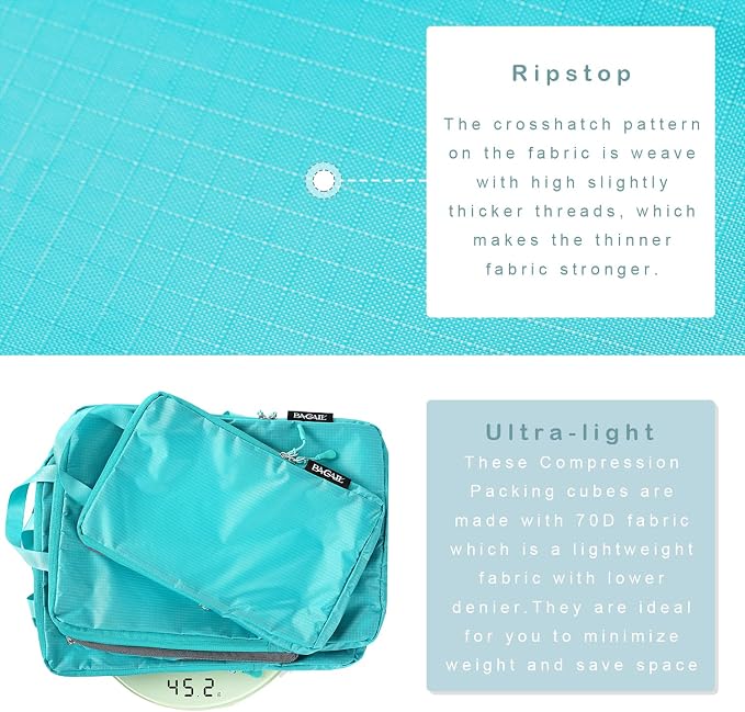 BAGAIL 6 Set Ultralight Compression Packing Cubes Packing Organizer for Travel Accessories Luggage Suitcase Backpack - Image 4