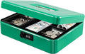 KYODOLED Metal Cash Box with Combination Lock Money Box for Cash Safe Metal Box with Money Tray for Security Lock Box 11.81"x 9.45"x 3.54" Green X Large by KYODOLED