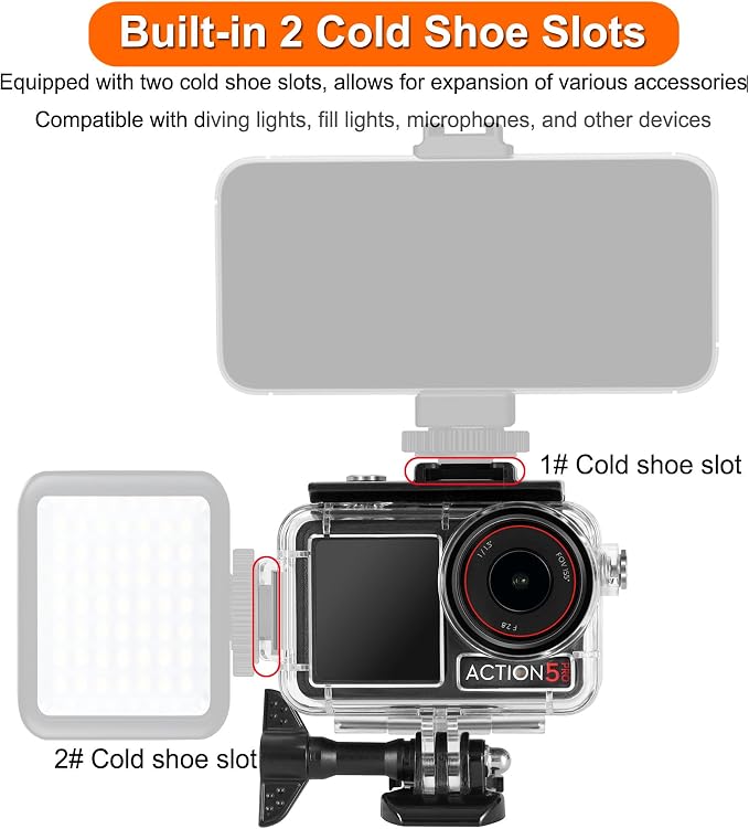 BO&DQQ Underwater Waterproof Case Compatible with DJI Osmo Action 5 Pro/Action 4/Action 3, 164FT/50M Dive Diving Housing Cover Shell with Anti-Fog Inserts Accessories - Image 2
