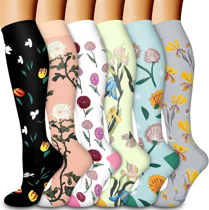 Compression Socks for Women & Men Circulation(6 pairs)-Graduated Supports Socks for Running, Athletic Sports by LaiteHebe