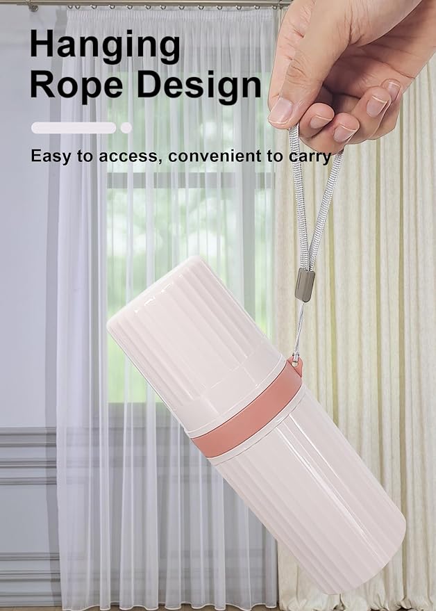 Toothbrush Travel Case, Pink Toothbrush Holder Travel | Large Travel Toothbrush Cup Case, Portable Travel Toothbrush Container for Traveling, Camping, Business, and School - Image 5