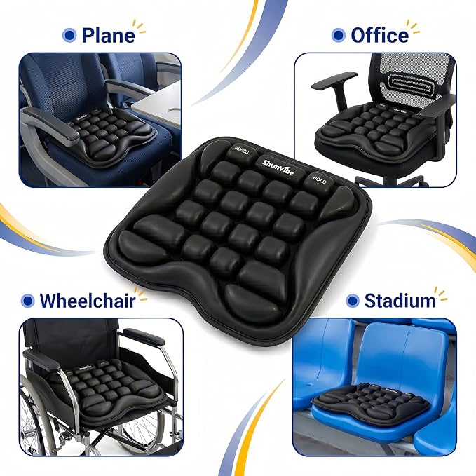Car Seat Cushion for Long Drives, Pressure Relief Seat Pad with Built-in Pump, Adjustable Air Cell Cushion for Truck Drivers, SUV, Office Chair and Wheelchair - Image 8