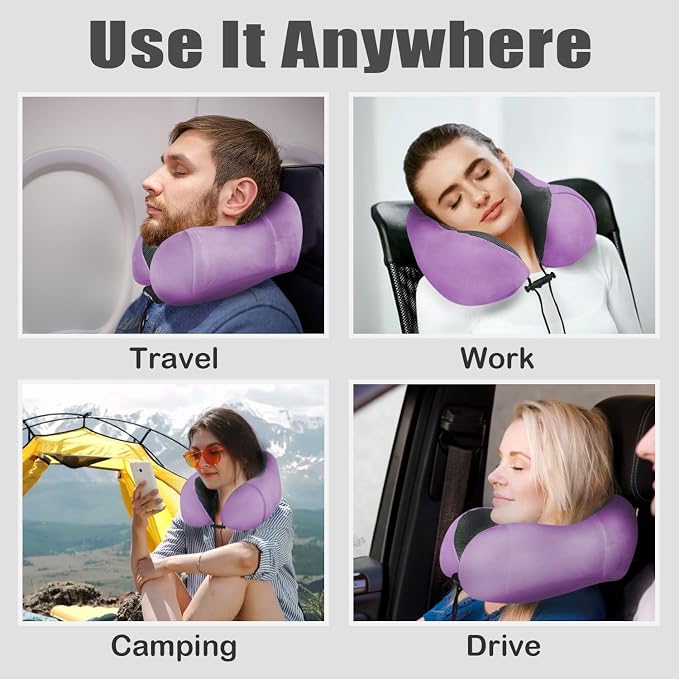 Travel Pillow, Memory Foam Neck Pillow for Traveling, U Shape Neck Pillow Airplane Portable Flight Pillow Travel Kit with 5D Contoured Eye Masks and Earplug for Plane Train Car Home Office - Image 6