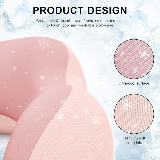 urnexttour Travel Pillow for Airplane Memory Foam Neck Pillow, Soft & Support Travel Pillow for Travelling, Sleeping Rest, Car, Train and Home Use (Pink) - Image 3