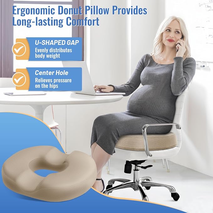 CloudBliss Donut Pillow Stadium Seat Cushion for Tailbone Pain Relief and Hemorrhoids, Memory Foam Seat Chair Cushion, Portable Seat Cushions for Bleachers, Car, Home & Office - Image 7