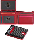 VATAN Wallet for Men Slim RFID Blocking Leather Credit Card Holder Wallet for 15 Cards, Bifold Minimalist Thin Wallet with 2 ID Windows & Cash Slot, With Gift Box(Carbon black and Red) by VATAN