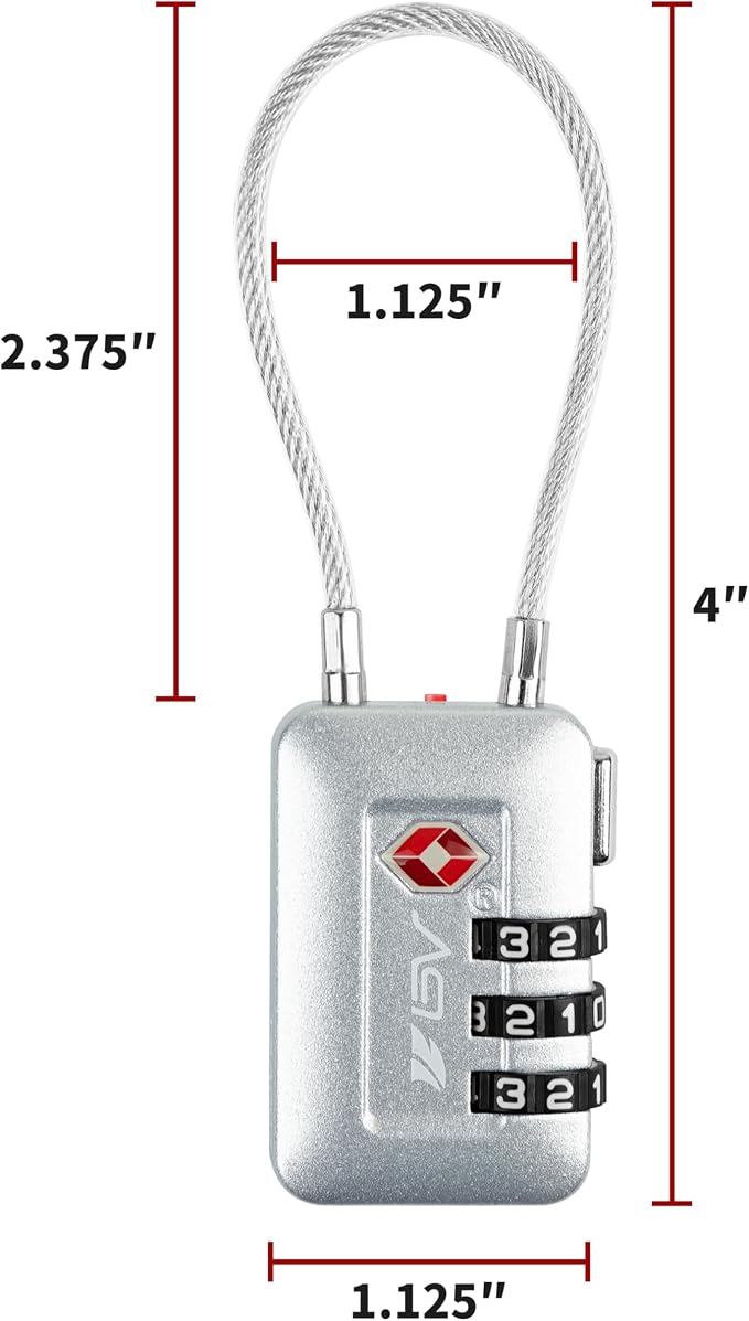TSA Accepted Luggage Travel Lock, Set-Your-Own Combination Lock for School Gym Locker, Luggage Suitcase Baggage Locks, Filing Cabinets, Toolbox, Case (Silver, 4 Pack) - Image 8