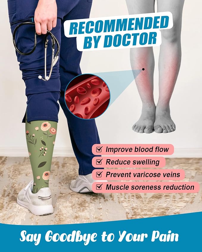 6 Pairs Compression Socks for Women & Men 15-20mmHg Knee High Socks | Graduated Compression Socks Supports Circulation, Ideal for Nurses Pregnancy, Travel, Flying, Running & Daily Wear - Image 5
