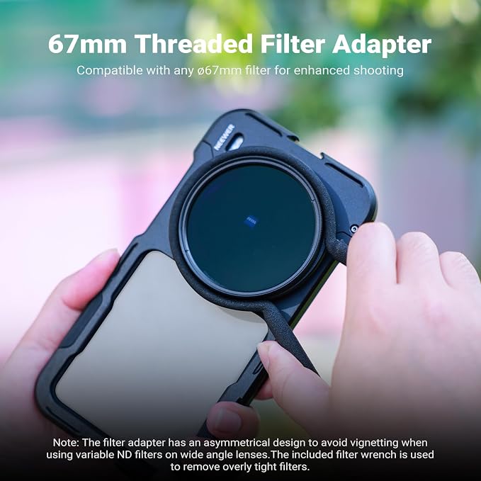 NEEWER X200 Ultra Phone Cage, Quick Release Video Rig Stabilizer for Vlogging Filming Recording with 67mm Filter Ring 17mm Lens Backplate Filter Wrench Compatible with VIVO X200 Ultra, PA146 (Black) - Image 4