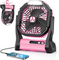 Peouix Portable Rechargeable Fan, 20000mAh Cordless Battery Powered Camping Tent Fans with LED Lantern, Operated Outdoor Ventiladores for Travel Camp Fishing Office Home Essentials | Pink by Unknown