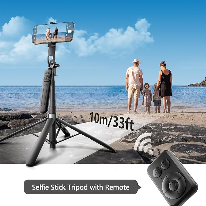 Phone Tripod with Remote: Selfie Stick for iPhone Android | 71" extendable tripod with remote, 360° rotation and stable quad base for selfies, video recording and travel - Image 4